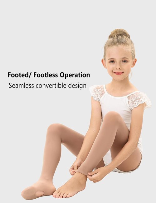 DUCMODA Girls’ Convertible Ballet Tights - Ultra-Soft Transition Dance Stockings | 1-3 Pairs for Kids