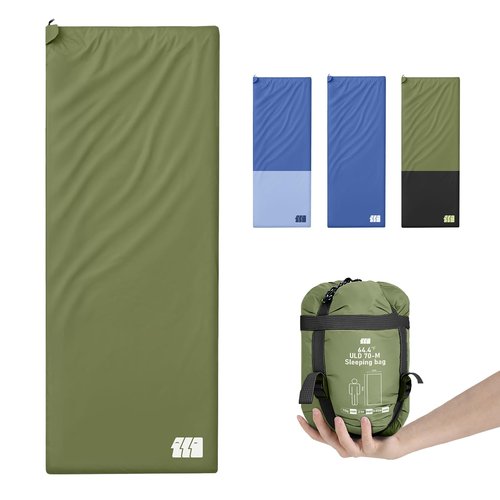 Ultralight Sleeping Bag, Warm Weather Portable Compact Sleeping Bags for Adults, Waterproof, Lightweight, Comfort with Compression Sack for 3 Season Camping, Backpacking, Hiking, Traveling