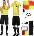 Redgino Soccer Referee Kit - Pro Jersey, Shorts, Whistle, Socks & Flags | Complete Umpire Uniform for Adults & Teens