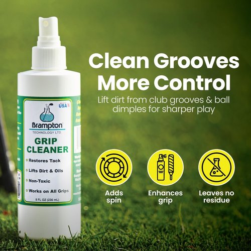 Brampton Golf Grip Cleaner, Works on Balls & Club Head Grooves, Restores Tackiness, Removes Dirt & Oil, Grip Spray for Golf, Tennis, Baseball, Football, & More, No PFAS or Ammonia, 8oz