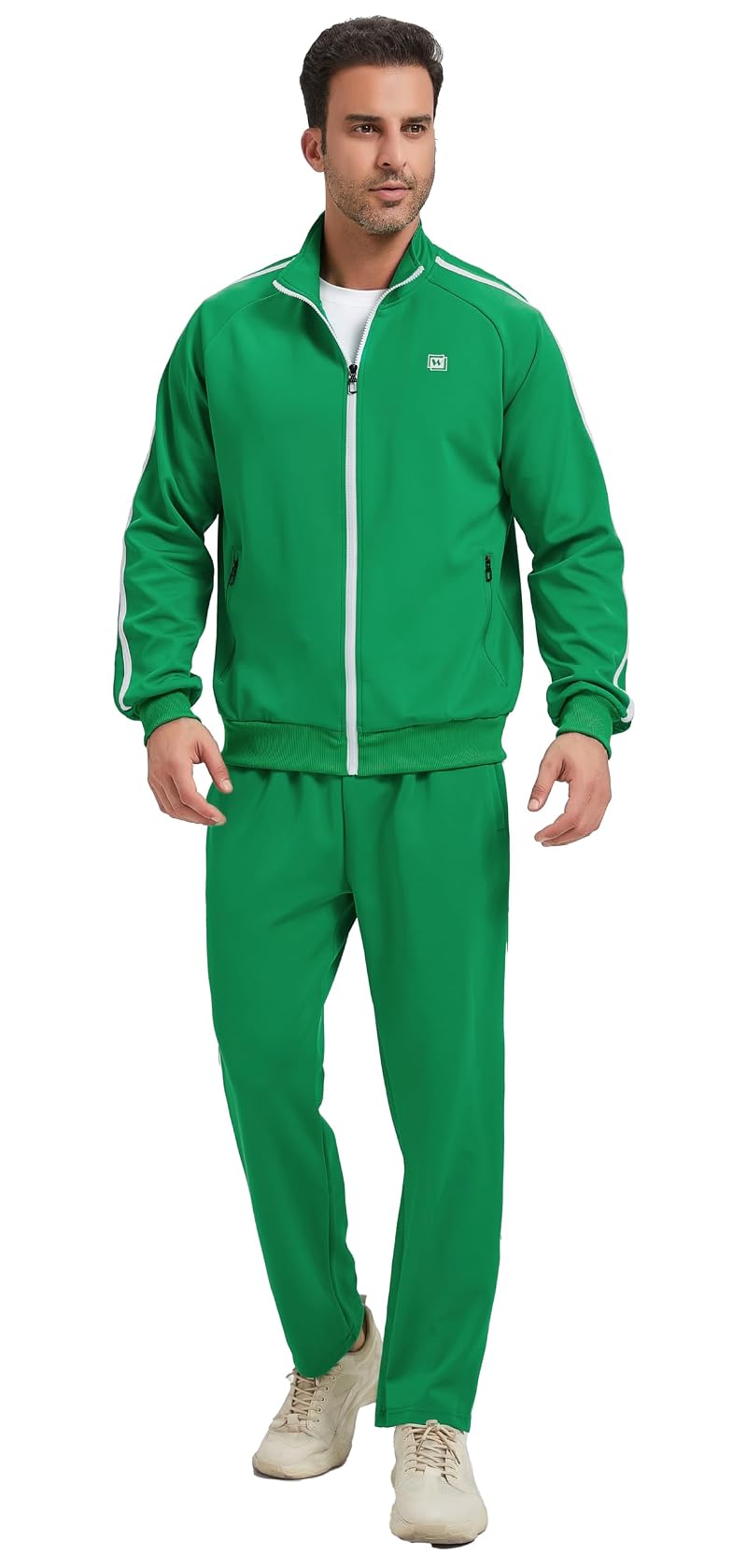 Men's 2-Piece Tracksuit - Lightweight Full Zip Sweatset with Green XX-Large