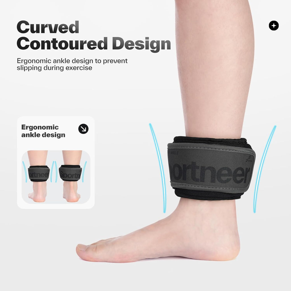 Sportneer Ankle Weights - Adjustable 0.5/1/2/3/5 LBS for Men, Women & Kids | Perfect for Fitness Workouts