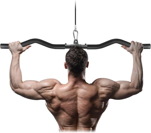 LAT Pull Down Bar - Detachable Swivel Joint Wide Grip Attachment for Cable Machine | Home Gym Muscle Training