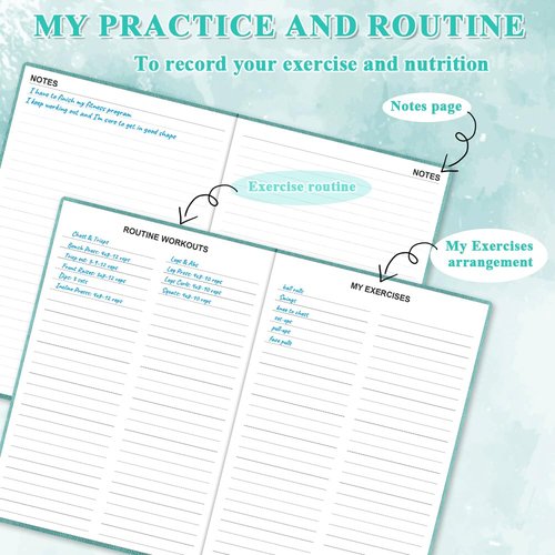 Fitness Planner - Workout Planner for Woman and Man - A5 Hardcover Workout Journal/Planner to Track Weight Loss, GYM, Bodybuilding Progress - Daily Health & Wellness Tracker, Teal