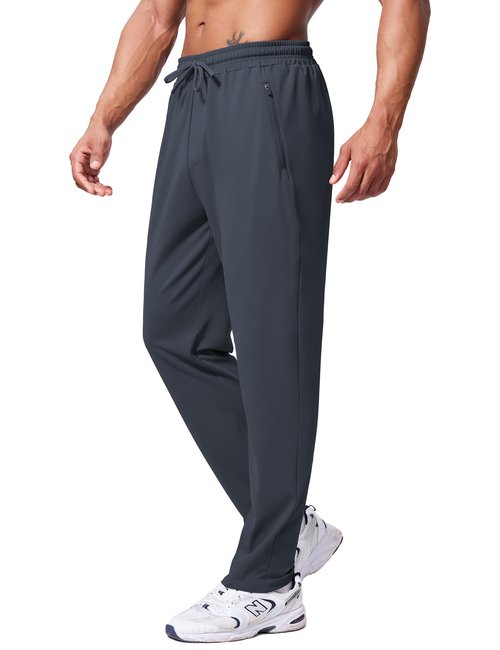 VGVB Mens 4 Pack Athletic Sweatpants Workout Running Sweatpants Gym Joggers Pants with Zipper Pockets,Large