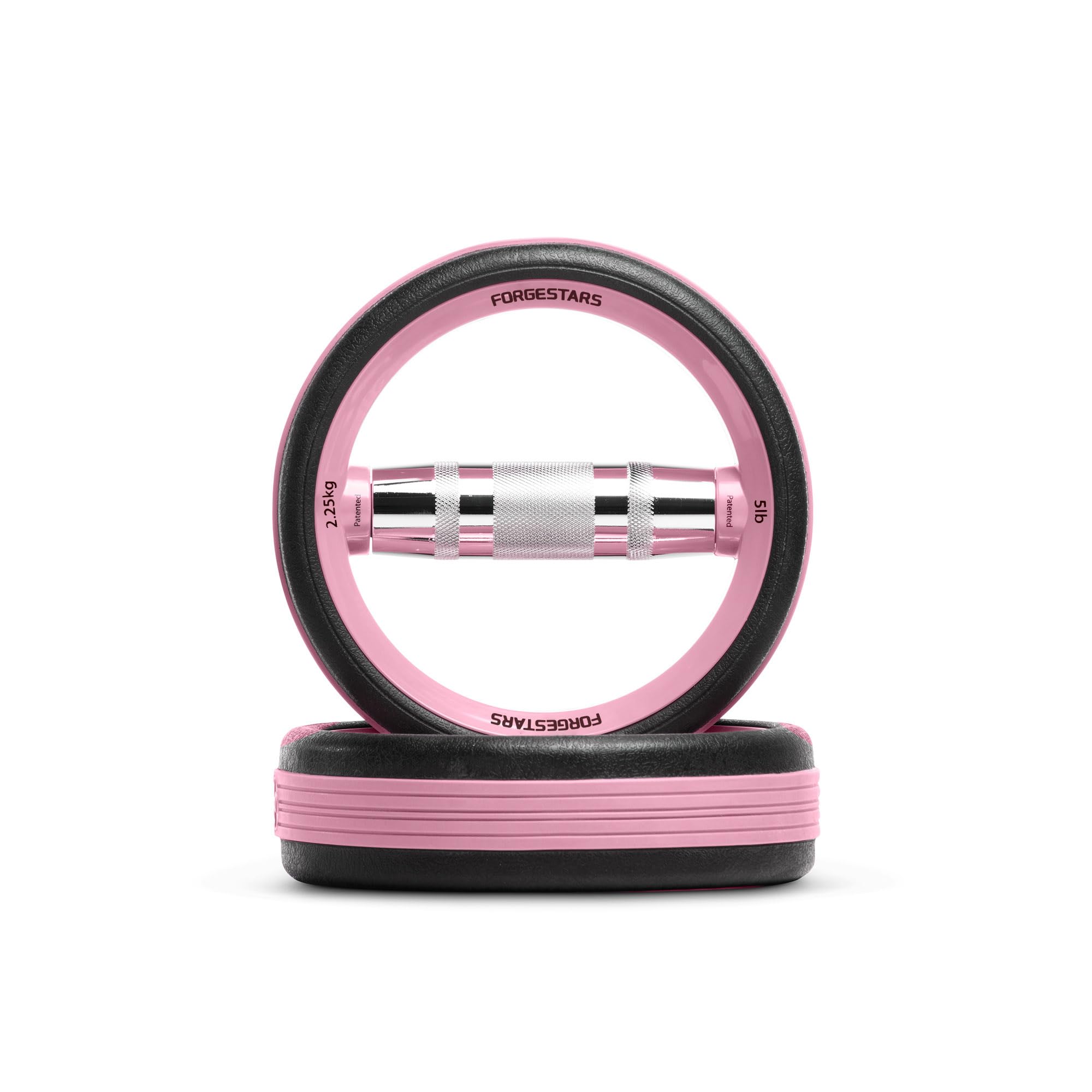 2-in-1 Dumbbell Weight Plates – 5LB Dual Purpose Ergonomic Fitness Equipment, Multifunctional Design for Strength Training, Full Body Workouts and Home Gym (Pink)