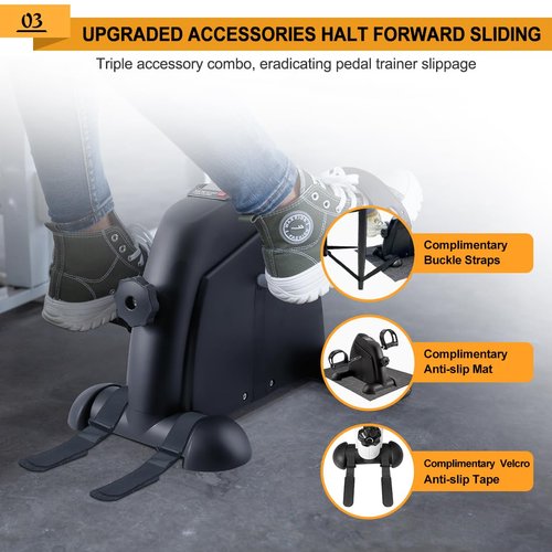 GOREDI Under Desk Bike Pedal Exerciser, Portable Mini Exercise Bike with LCD Display for Home/Office, Desk Cycle for Leg/Arm with Handle, Leg Exerciser While Sitting for Seniors 20261322(Black)