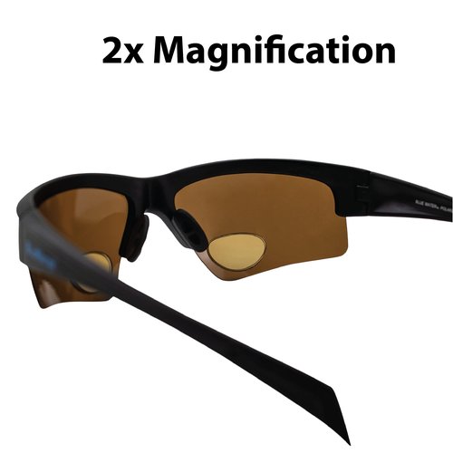 Global Vision BluWater Polarized Bifocal Sunglasses For Men & Women Fishing Glasses With Bifocals +2.0 Magnification Black Frame w/Polarized Brown Lenses