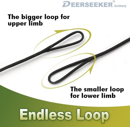 Deerseeker Archery Bowstring Set with 2 Nocking Points Dacron Recurve Bow String Replacement 12, 14, 16 Strands for Traditional Longbow Bow Shooting 48-70 inches (1pcs)