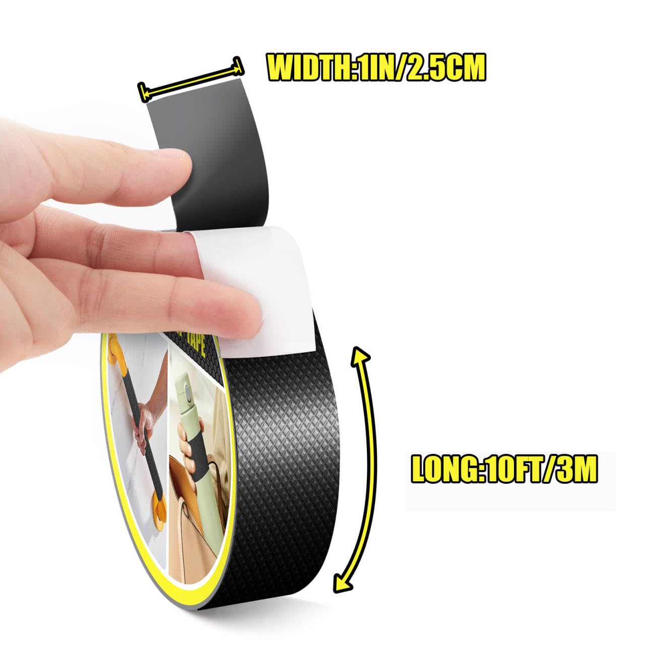 Rubber Grip Tape - Ultra Strong Waterproof Anti-Slip Adhesive for DIY Tools | 1In x 10Ft, Black