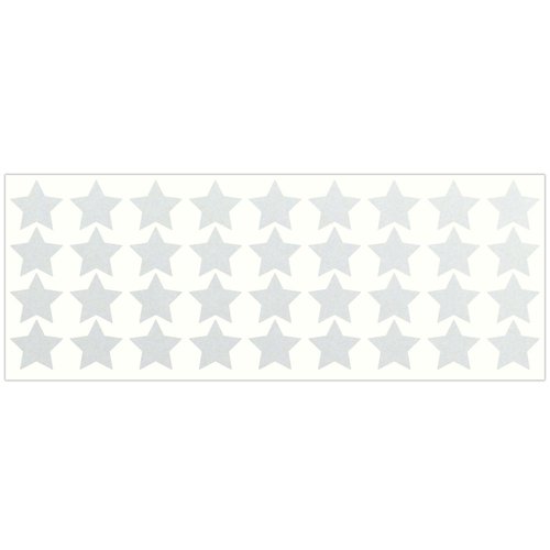 LiteMark Reflective White 1 Inch Stars Sticker Decals for Helmets, Bicycles, Strollers, Wheelchairs and More - Pack of 36