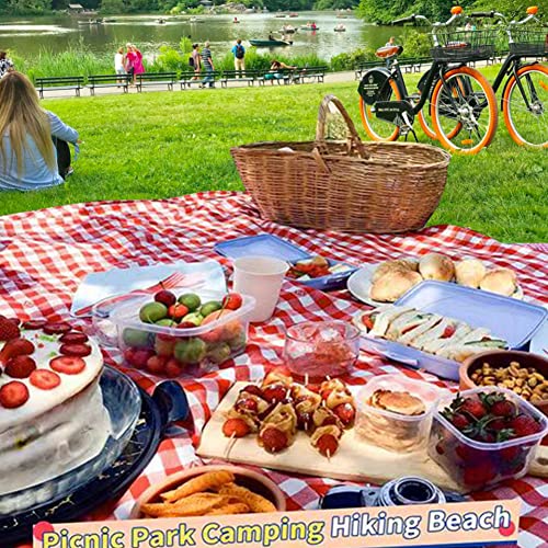 Large Waterproof Sand-Free Beach Blanket - Foldable Picnic Mat for 2-4 People, Classic Red Check 80x60in