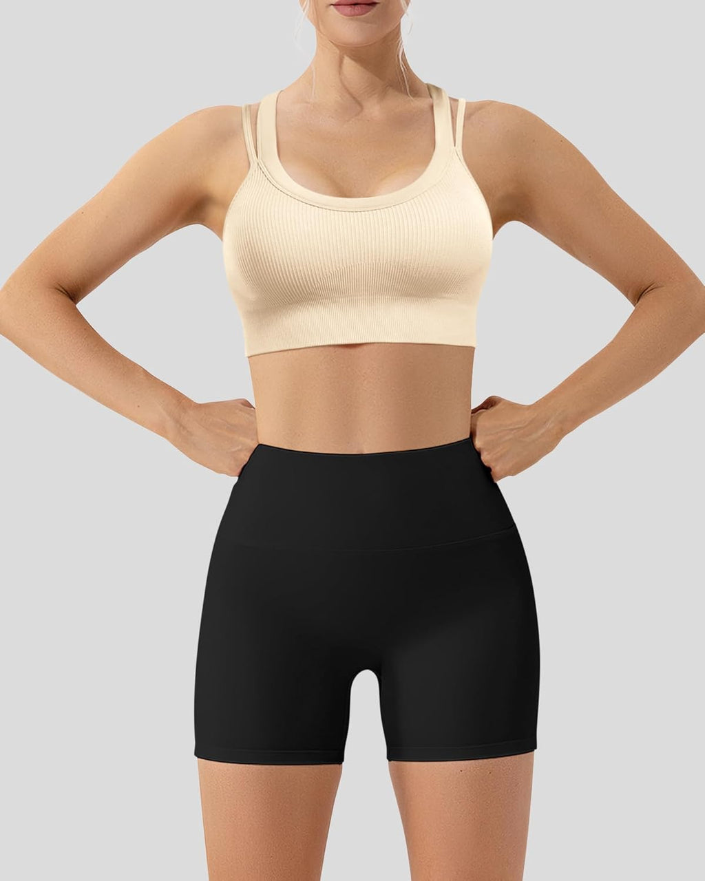 WANAYOU High Support Sports Bras for Women - Ribbed Strappy Criss Cross Back Workout Bra | 3 Pack