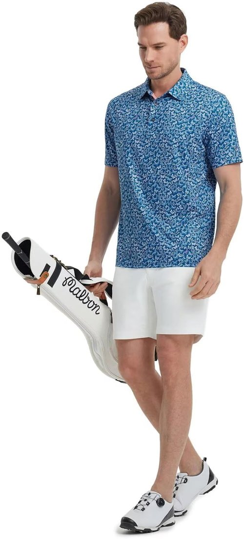 M MAELREG Men's Golf Polo Shirt - Short Sleeve, Moisture-Wicking, Performance Print | Stylish Patterns