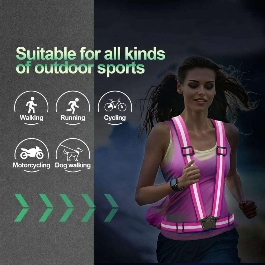 Skiennix Reflective Running Vest - High Visibility Adjustable Safety Gear for Night Jogging | 2 Pack