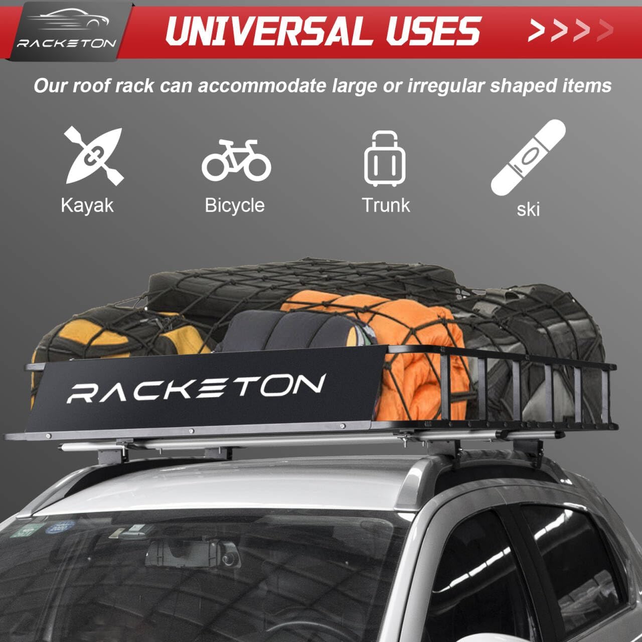 Skiennix Heavy-Duty Roof Cargo Rack - Anti-Rust Luggage Basket for SUVs & Trucks | 64”x39”x8”