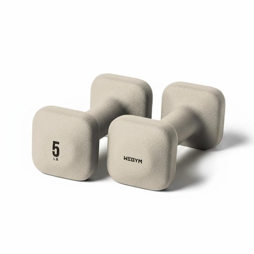 WeGym SafeGrip Square Dumbbells with Anti Slip Handles, Aesthetic Free Weights for Home Workouts, Stable Design Prevents Rolling during Floor Exercises (5LB, Pair Sandstone)