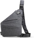 FlyHugz Anti-Theft Crossbody Sling Bag - Gray Canvas, Water-Resistant, Multi-Pocket Design for Travel