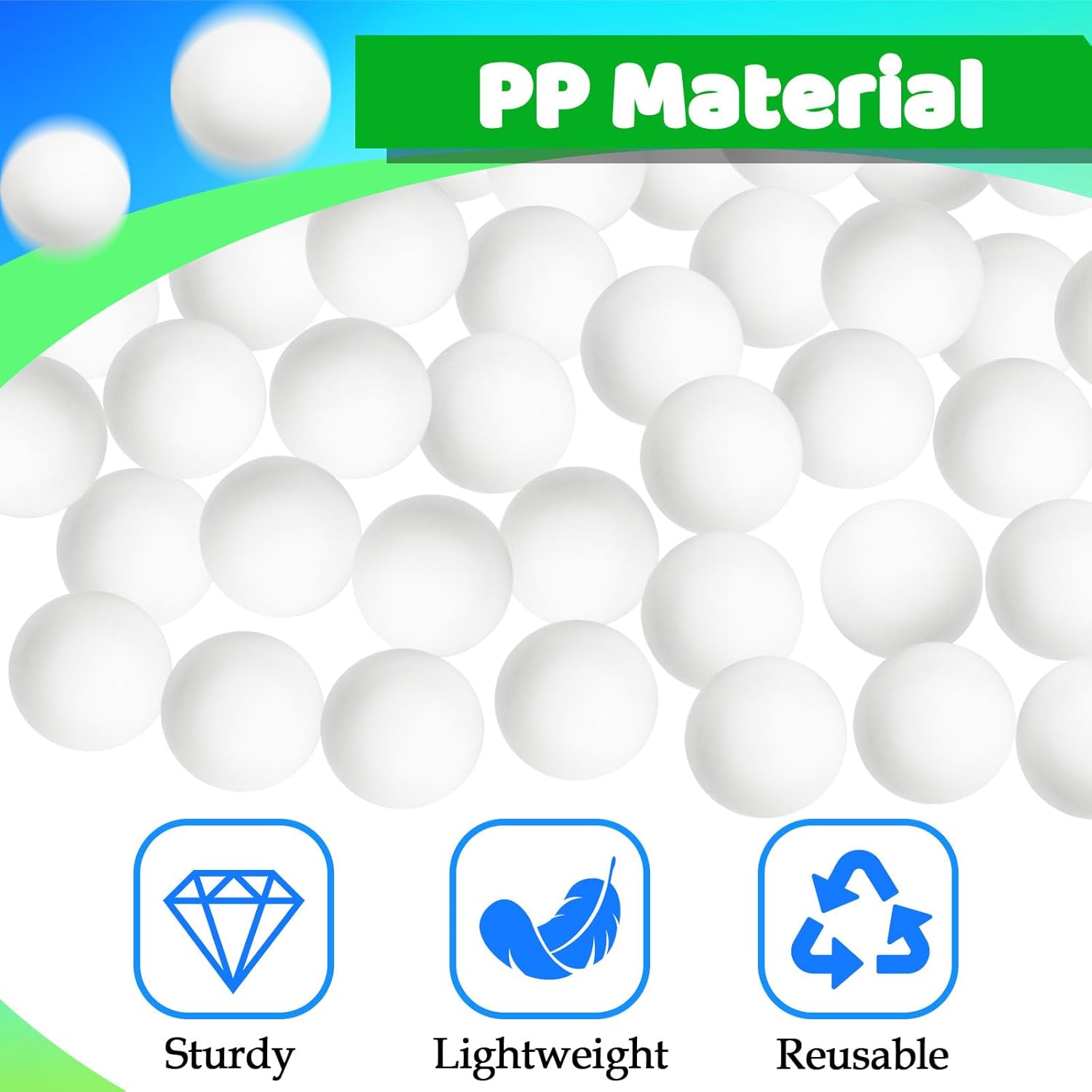Tiaiidi Table Tennis Balls - 100 Pack of 40mm Colored Plastic Balls for Games, Crafts & Parties