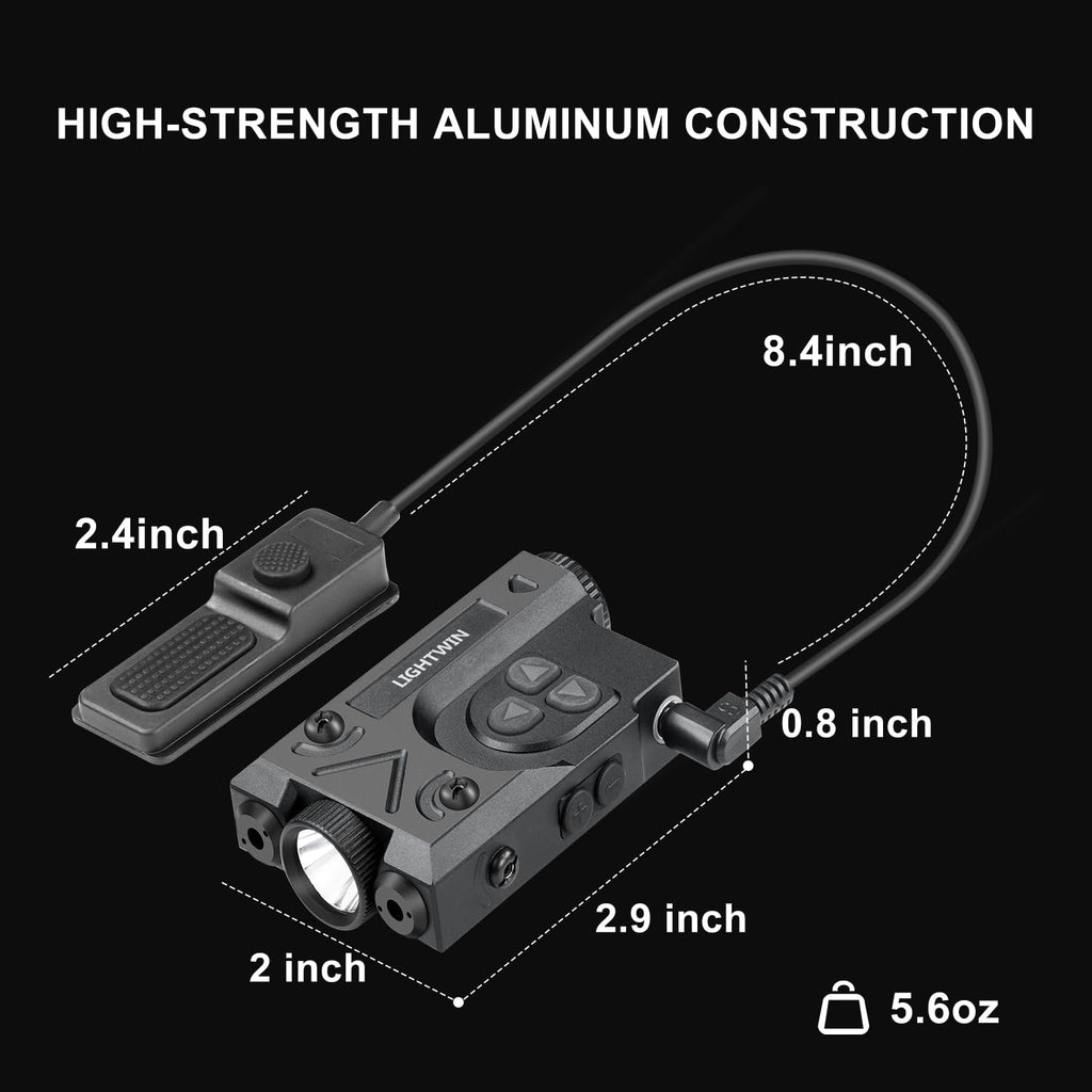 SMSlaser Compact Green Laser Sight + Infrared(IR) Laser Sight with 1200 Lumens Tactical Flashlight, 4-Level Brightness, Strobe Function for Laser and Flashlight, Housed in Hard-Anodized Aluminum Alloy