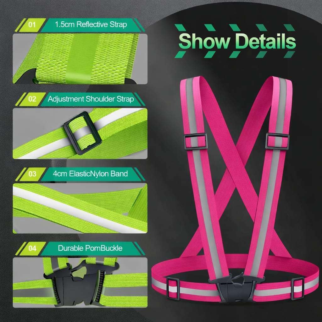 Skiennix Reflective Running Vest - High Visibility Adjustable Safety Gear for Night Jogging | 2 Pack