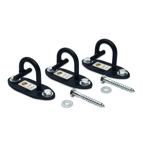 Anchor Gym Mini H1 (Set of 3) - Exercise Band Wall Mount & Resistance Bands Anchor | Gym Hooks Wall System for Bodyweight and Cable Training - Black