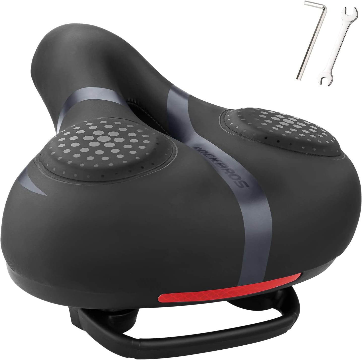 ROCKBROS Bike Seat - Comfortable Wide Gel Replacement Saddle | Breathable Waterproof Design for Cruiser & Mountain Bikes