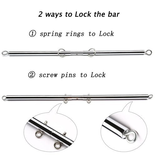 Adjustable Silvery 2 PCS 3 in 1 Spreader Bar Adjustable Straps Sports Aid Training Fitness Kit Workout Bar with Fur Flocking Storage Bag