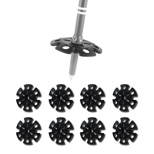 TREKOLOGY Ski Pole Baskets Replacement Set (8-Piece) – 3.4" Snow Baskets for Trekking Poles with 0.55" (1.4cm) Hole Diameter – Universal Fit for Skiing, Snowshoeing, and Hiking Poles - Black
