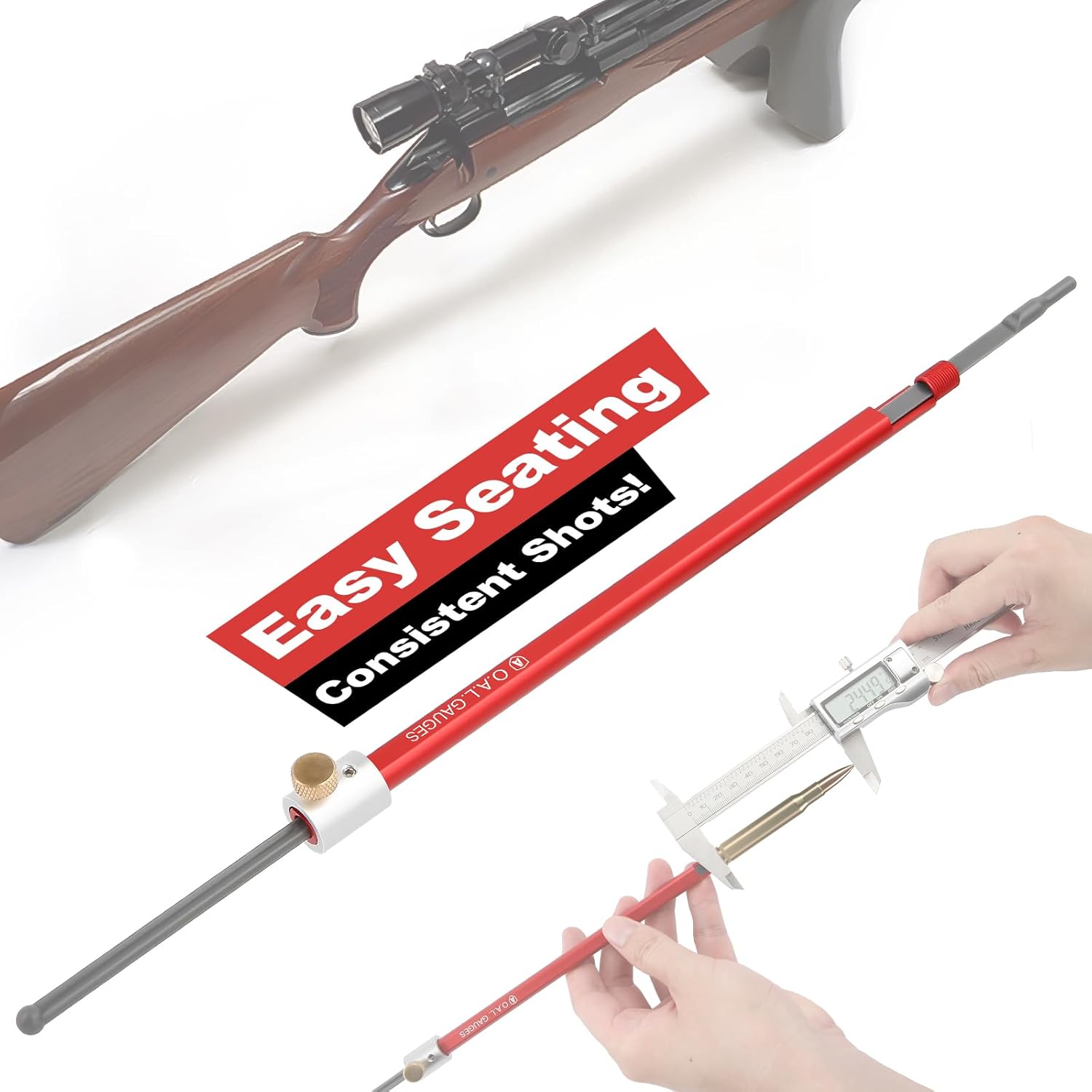 Overall Length Gauge - Precision OAL Gauge for Reloading | Compatible with Bolt-Action & Single-Shot Firearms, Aluminum Replacement for C1000