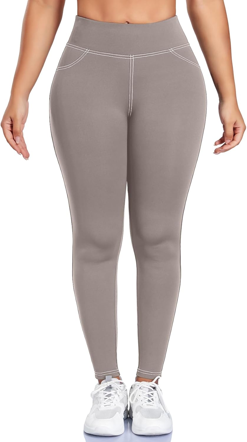 SEASUM Cargo Workout Leggings - Scrunch Butt Lifting Design with Pockets | Denim-Look Yoga Pants for Women