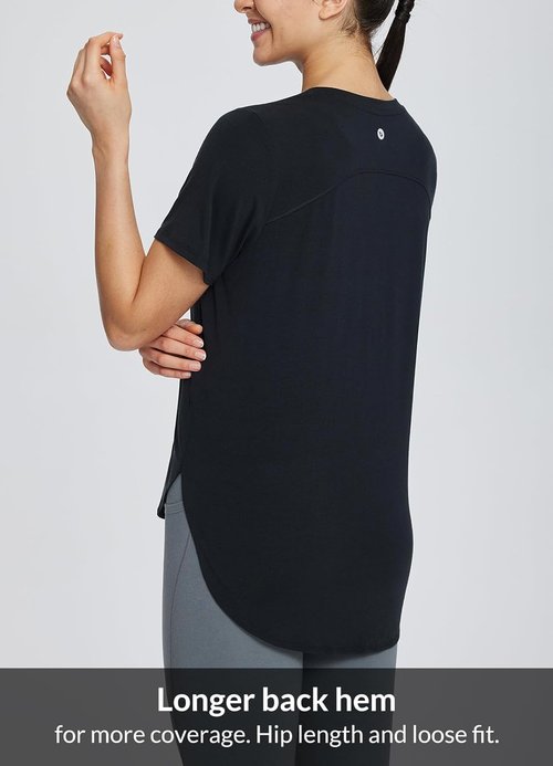 Baleaf Women's Athletic Workout Shirts - Loose Fit Yoga & Running Tops | Quick Dry with Side Slits