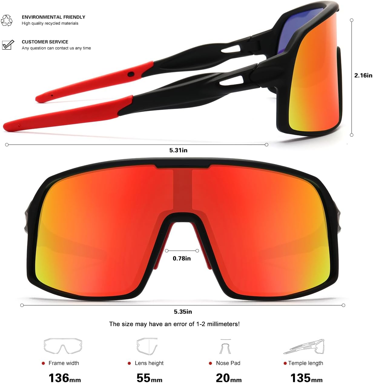 SEKKAF Polarized Sports Sunglasses - UV Protection Cycling Glasses for Men & Women | Ideal for Outdoor Activities