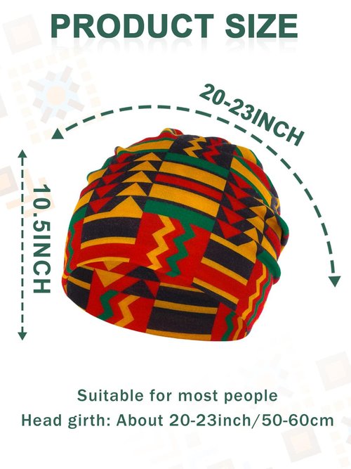 Bohend Bohemian Beanie Hats Headwear Cap Stretch Non Slip Bandanas Sleep Turbans Hats for Women Men Close top Head Covering (Boho 2) Multicolor