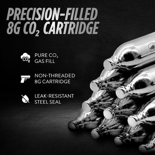 Guard Dog Security CO2 Cartridges - 8g/12g Non-Threaded for BB Guns, Airsoft & Paintball | Secure Fit & Solid Seal
