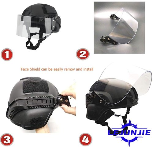 LEJUNJIE Tactical MICH 2000 Fast Helmet with Clear Riot Visor Face Shield Sliding Goggles for Airsoft Paintball CS War Games Outdoor Sports
