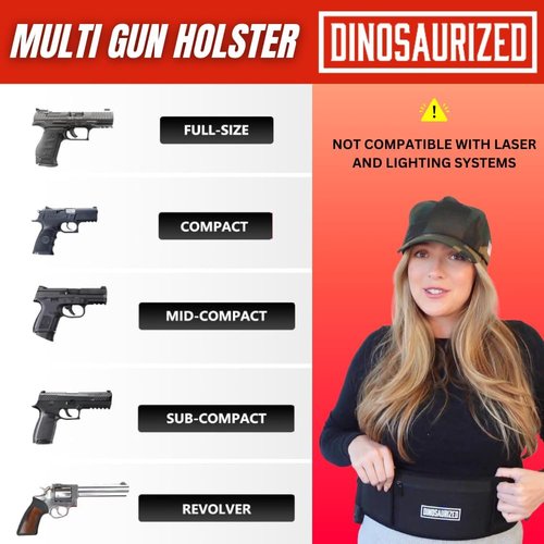 Dinosaurized 3-in-1 Holster - Comfortable Neoprene Waistband for Glock, Smith & Wesson, Taurus | Ideal for Running & Hiking