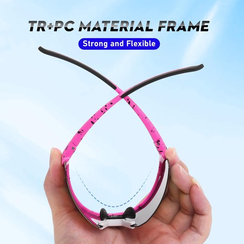 HNJOKE Sports Polarized Sunglasses, UV 400 Protection Running Glasses for Women, Mens Cycling Glasse for Cycling Biking Running Hiking Golf Fishing, Pink