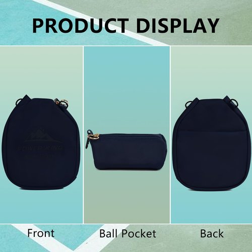 ROYAL MOUNTAIN Pickleball Paddle Covers, 11 * 8.5Inch Lightweight Pickleball Racket Cover Bag With Ball Pocket And Handle Strap, Racket Sleeve for Men & Women (Navy Blue)