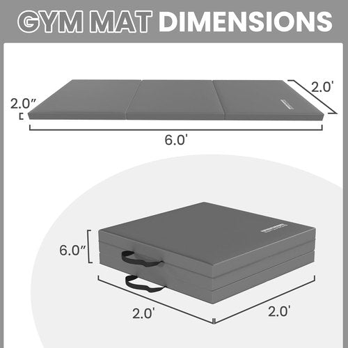 Fitvids Gymnastics Mat - High-Density Folding Exercise Mat with Carrying Handles | 2'x6'x2" for Home Gym Yoga & Pilates