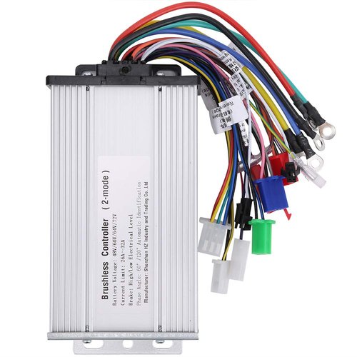 Estink Brushless Controller, 1000W-1500W 26A-32A 12 Tube Dual Mode Rectangula Motor Controller Multifunction Brushless Speed Motor Controller for Electric Scooter, 7x3.3x1.7in