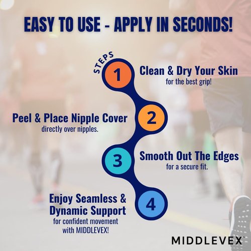 Middlevex Medium Pack Active PLUS Unisex Sport Nipple Cover - Anti-Chafing Disposable Sweatproof Men Women Sports Workouts (Plus, 65, Pairs) Beige