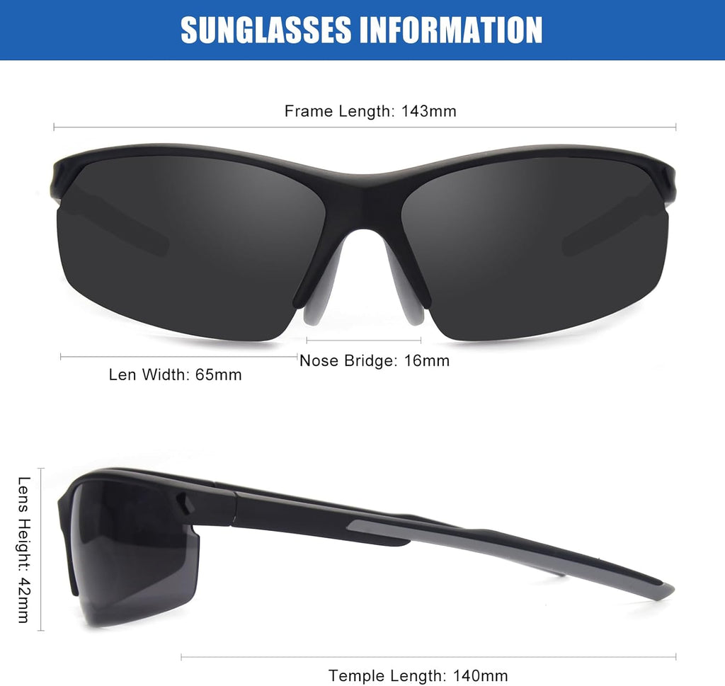 SKYWAY Polarized Sunglasses - Wrap Around Sports Design for Men & Women | UV Protection