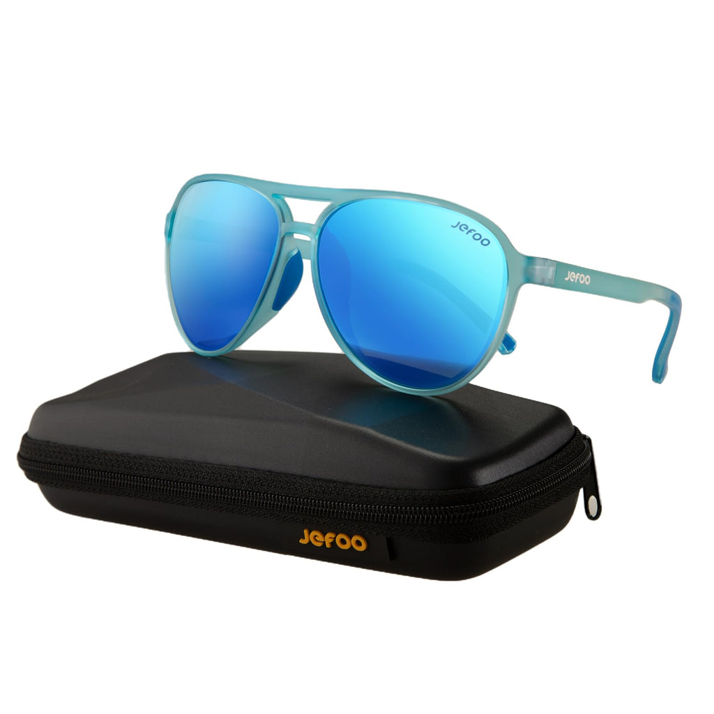 Jefoo Polarized Aviator Sunglasses for Women Men Retro Trendy Sports Sunglasses for Outdoor UV400 Protection