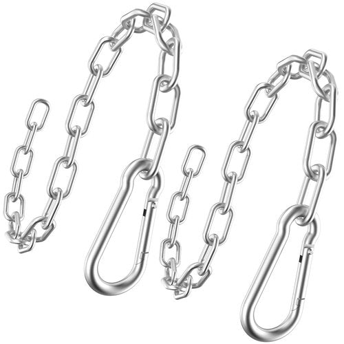 Anobeyi 23.6" Gym Fitness Cable Extension Chain, 304 Stainless Steel Cable Machine Extension Accessory, Workout Chain for Home Gym Replacement, Weight Lifting, Triceps Exercise (Silver-2pcs (Dia-4mm))