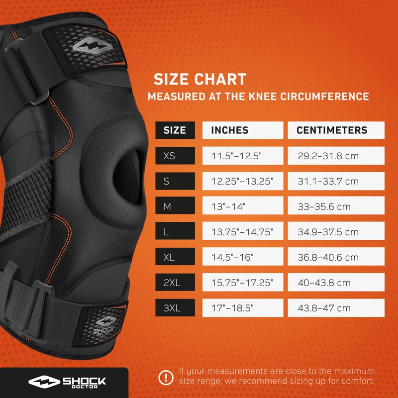 Shock Doctor XL Knee Brace Support with Side Stabilizers for Meniscus & Ligament Injuries
