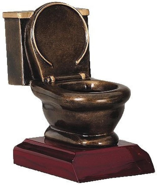 Decade Awards Toilet Bowl Trophy - Last Place Loser Award - Engraved Plate Available | 5 Inch Tall