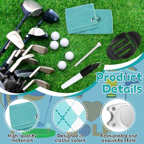 Teal Golf Accessories Kit with Towel, Marking Pens, Divot Tool & More