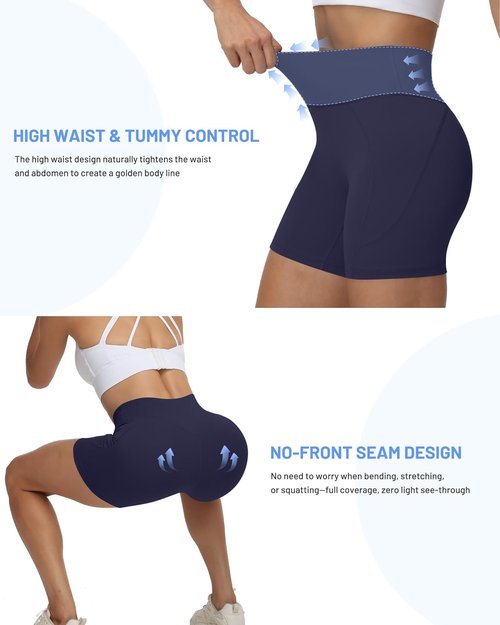 Moozava Biker Shorts - High Waisted Tummy Control Spandex for Women | 3"/5"/8" Workout Styles
