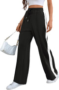 Skiennix Wide Leg Sweatpants - High Waisted Baggy Track Pants with Pockets | Striped Design